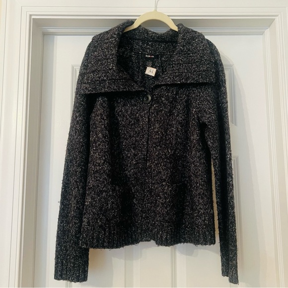 Style & Co. Sweaters - Style&co gray with sparkling thread size large partially wool flyaway sweater